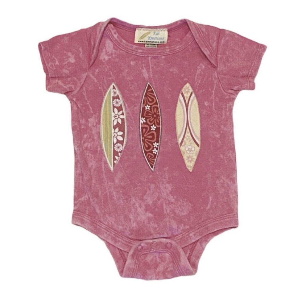 Handmade surfboard appliqué tie dye bodysuit 6 months